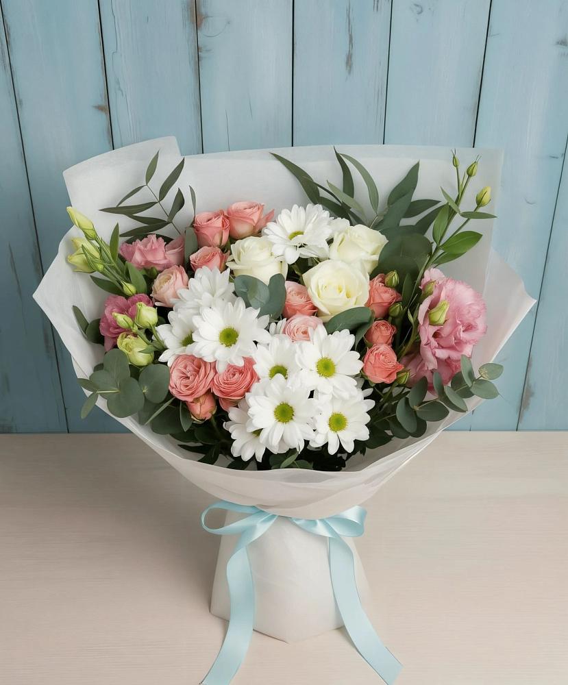 Букет цветов из: Розы, Лизиантусы и Хризантемы в Ардатове Республики Мордовия