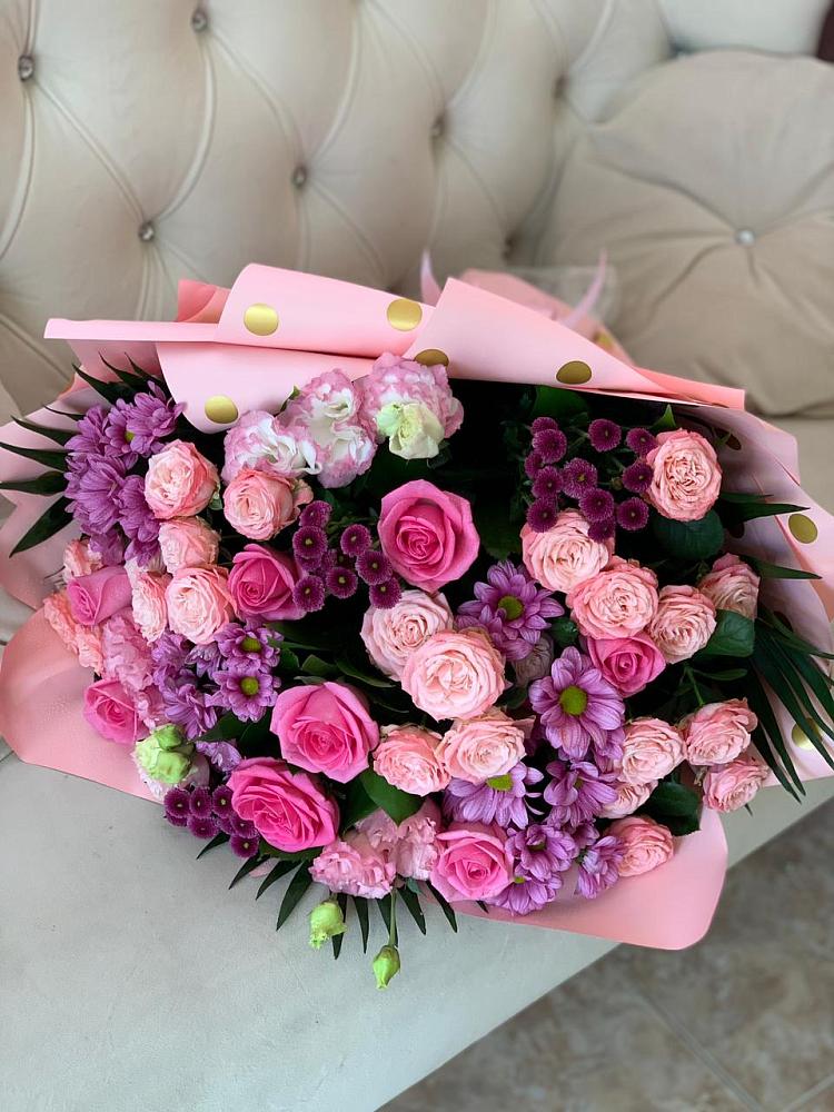 Букет цветов из: Хризантемы, Розы и Лизиантусы в Ардатове Республики Мордовия