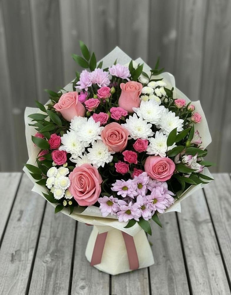 Букет цветов из: Альстромерии, Гвоздики, Розы и Хризантемы в Ардатове Республики Мордовия
