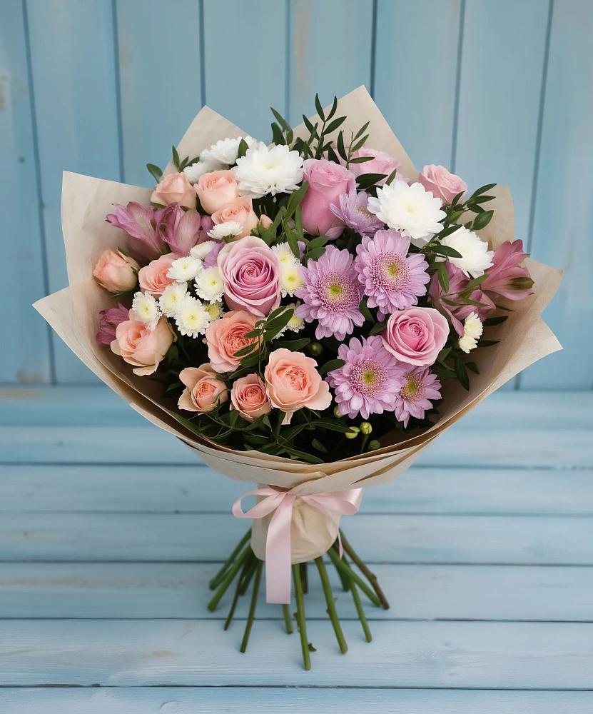 Букет цветов из: Хризантемы, Розы и Альстромерии в Ардатове Республики Мордовия