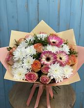 Букет цветов из:  Розы, Герберы и Хризантемы в Ардатове Республики Мордовия