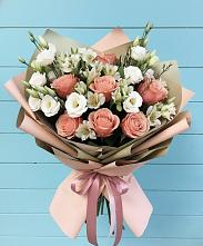 Букет цветов из:  Розы, Альстромерии и Лизиантусы в Ардатове Республики Мордовия