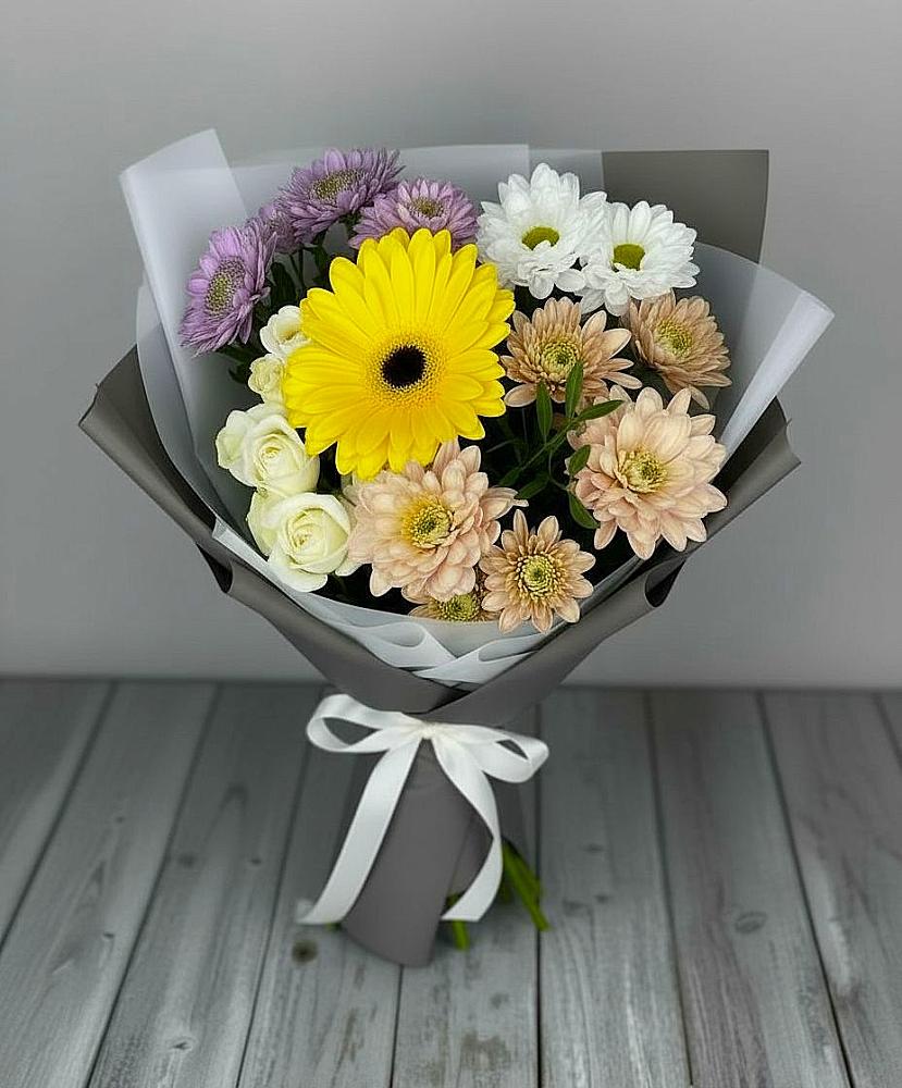 Букет цветов из: Розы, Герберы и Хризантемы в Ардатове Республики Мордовия