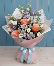 Букет цветов из:  Лизиантусы, Розы, Альстромерии и Гипсофила в Ардатове Республики Мордовия