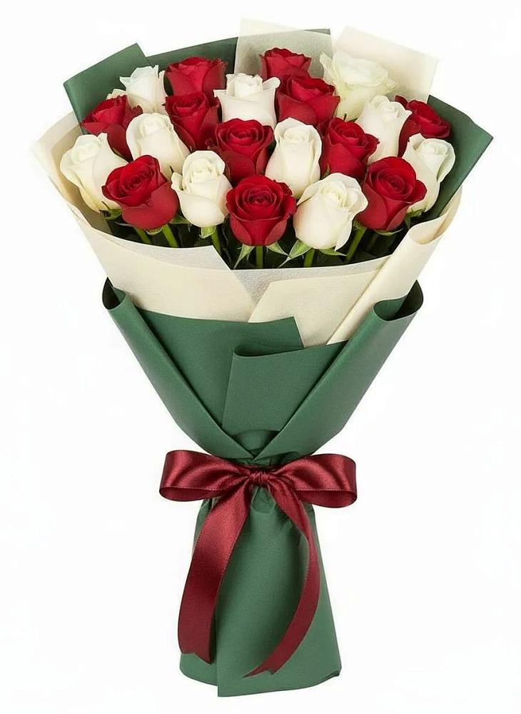 Букет Микс из красных и белых роз в Ардатове Республики Мордовия