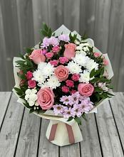 Букет цветов из:  Альстромерии, Гвоздики, Розы и Хризантемы в Ардатове Республики Мордовия