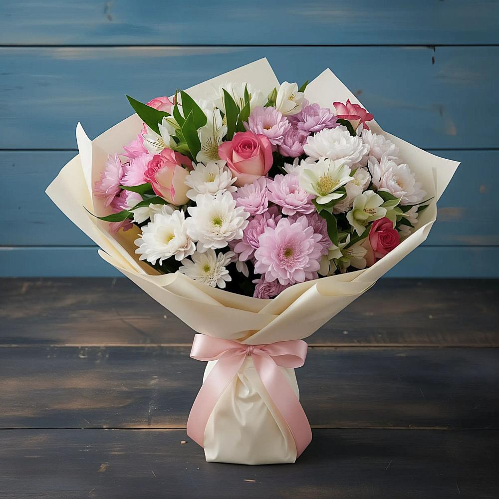 Букет цветов из: Хризантемы, Альстромерии и Розы в Ардатове Республики Мордовия